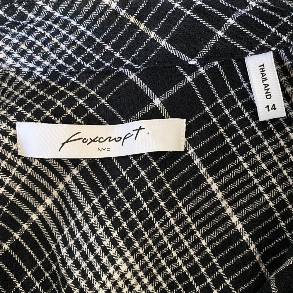 Foxcroft Cici Plaid Perfection Tunic Black Women's Size 14 Button-Up Long-Sleeve - Picture 10 of 12